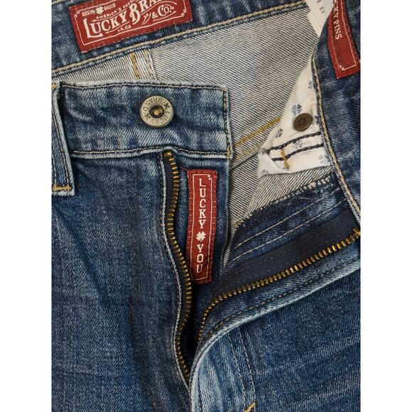 Lucky Brand Lucky Pins Jeans Women’s Blue Denim Straight Leg distressed - Picture 5 of 6